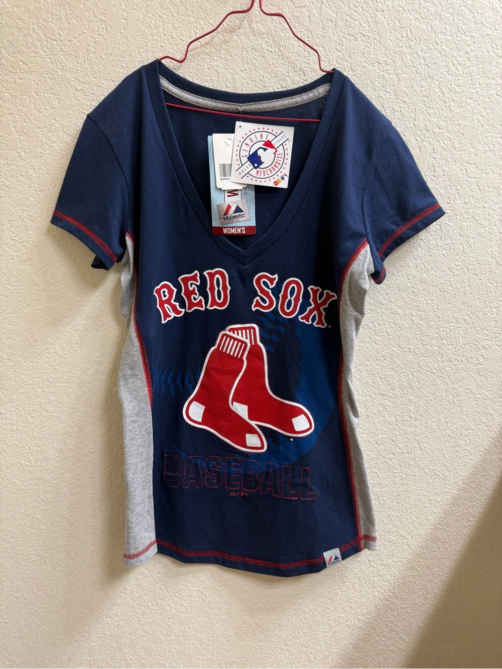 Majestic MLB Navy, Gray & Red Boston Red Sox Tee